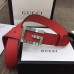 Gucci Width 3.5cm Leather Belt Red with Crystals Square G Buckle