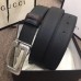 Gucci Width 3.5cm Leather Belt Black with G Buckle