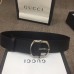 Gucci Width 4cm Leather Belt Black with Square Buckle