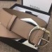 Gucci Width 4cm Leather Belt Nude with Square Buckle