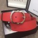 Gucci Width 4cm Leather Belt Red with Square Buckle