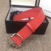 Gucci Width 4cm Leather Belt Red with Square Buckle