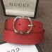 Gucci Width 4cm Leather Belt Red with Square Buckle