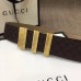 Gucci Width 3.8cm Signature Leather Belt Coffee with Logo Buckle