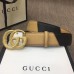 Gucci Width 4cm Diagonal Leather Belt Black/Beige with Textured Double G Buckle