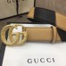 Gucci Width 4cm Diagonal Leather Belt Black/Beige with Textured Double G Buckle