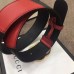 Gucci Width 4cm Diagonal Leather Belt Black/Red with Textured Double G Buckle