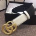 Gucci Width 4cm Diagonal Leather Belt Black/White with Textured Double G Buckle