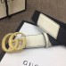 Gucci Width 4cm Diagonal Leather Belt Black/White with Textured Double G Buckle