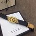 Gucci Width 3cm Diagonal Leather Belt Black/Beige with Textured Double G Buckle