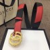 Gucci Width 3cm Diagonal Leather Belt Black/Red with Textured Double G Buckle