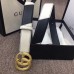 Gucci Width 3cm Diagonal Leather Belt Black/White with Textured Double G Buckle