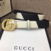 Gucci Width 3cm Diagonal Leather Belt Black/White with Textured Double G Buckle