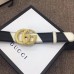 Gucci Width 3cm Diagonal Leather Belt Black/White with Textured Double G Buckle