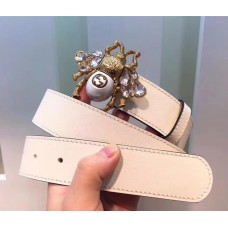 Gucci Queen Margaret Leather Belt 35mm White 2018