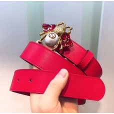 Gucci Queen Margaret Leather Belt 35mm Red 2018