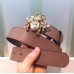 Gucci Queen Margaret Leather Belt 35mm Beige Grey 2018