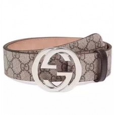 Gucci GG Supreme Belt with G Buckle ‎370543 4cm Width Silver Hardware