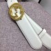 Gucci White Leather Belt with Interlocking G Buckle 370543 37MM Width Gold Hardware 2018