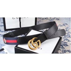 Gucci GG Buckle Calfskin Web Belt 38mm Width Red/Dark Blue