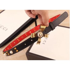 Gucci Calfskin Belt with Charms 20mm Width Black/Red 2018