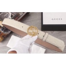 Gucci Signature Calfskin Belt with Interlocking G Buckle 35mm Width White 2018