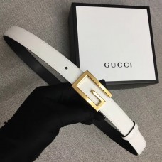 Gucci Width 2.5cm Leather Belt White with G Buckle 2018