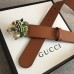 Gucci Width 3cm Leather Belt Brown with Tiger Head 2018