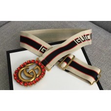 Gucci Stripe Belt With Double G And Crystals 2018