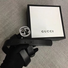 Gucci Width 3cm Leather Belt Black With Interlocking G Buckle