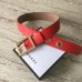Gucci Width 4.8cm Leather Belt Red With Square Buckle