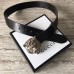 Gucci Leather Belt Black With Feline Buckle 409420