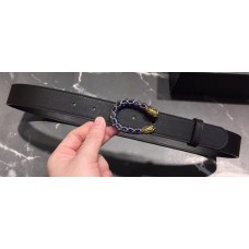 Gucci Width 3cm Leather Belt Black with Blue Crystal Dionysus Buckle