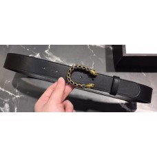 Gucci Width 3.5cm Leather Belt Black with Blue Crystal Dionysus Buckle