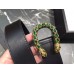Gucci Width 3.5cm Leather Belt Black with Green Crystal Dionysus Buckle