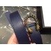 Gucci Width 3.5cm Leather Belt Navy Blue with Crystal Dionysus Buckle