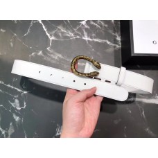 Gucci Width 3/3.5cm Leather Belt White with Dionysus Buckle