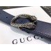 Gucci Width 3.5cm Leather Belt Navy Blue with Dionysus Buckle