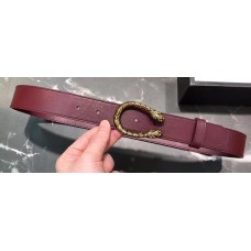 Gucci Width 3.5cm Leather Belt Burgundy with Dionysus Buckle