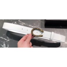 Gucci Width 3/3.5cm Leather Belt White with Dionysus Stud Buckle