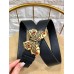 Gucci Width 4cm Leather Belt Black with Butterfly Buckle