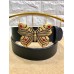 Gucci Width 4cm Leather Belt Black with Butterfly Buckle