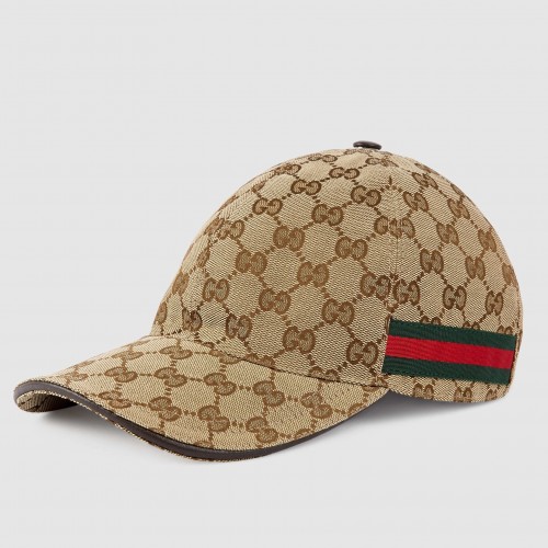 Gucci Beige Original GG Canvas Baseball Hat With Web