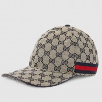 Gucci Grey Original GG Canvas Baseball Hat With Web