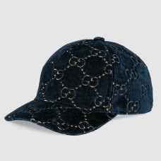 Gucci Sapphire Blue GG Velvet Baseball Hat