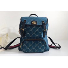 Gucci 574942 Small GG velvet backpack Light Blue and beige GG velvet