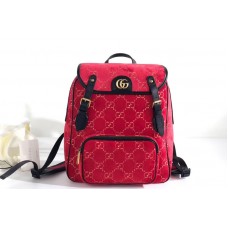 Gucci 574942 Small GG velvet backpack Red and beige GG velvet