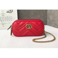 Gucci 546581 GG Marmont mini chain bag Red Matelasse chevron leather