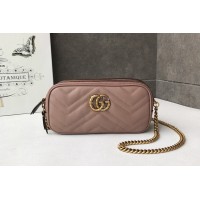 Gucci 546581 GG Marmont mini chain bag Pink Matelasse chevron leather