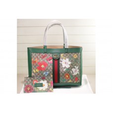 Gucci 547947 Ophidia GG Flora medium tote Bag in Beige/ebony GG Supreme canvas